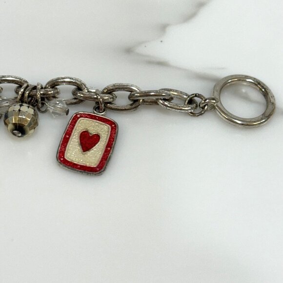 VTG AJMC Lucky Charm Bracelet Gambling Clover Lady Bug 7 Silve Tone Signed 7 in - Picture 8 of 11